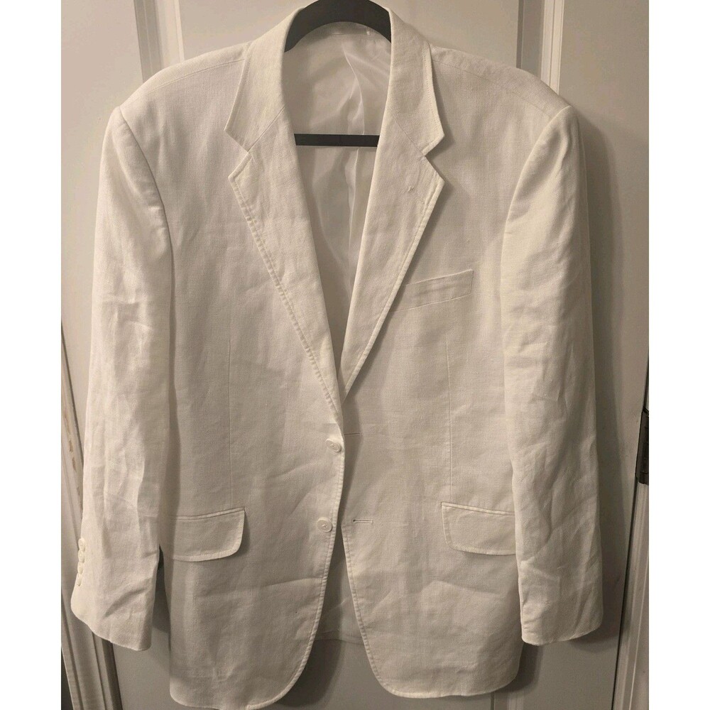 Adolfo White 2btn Pure Linen Sportcoat 38R